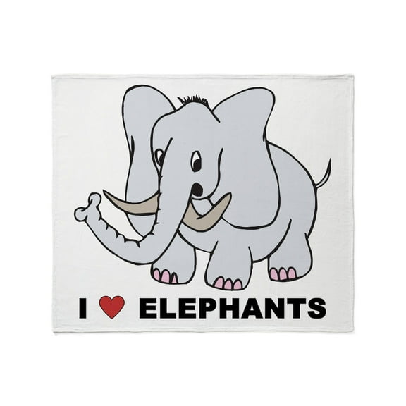 CafePress - I Love Elephants Throw Blanket - Soft Fleece Throw Blanket, 50"x60" for All Ages