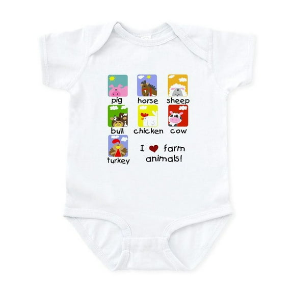 CafePress - I Love Farm Animals Infant Bodysuit - Baby Light Bodysuit, Size Newborn - 24 Months