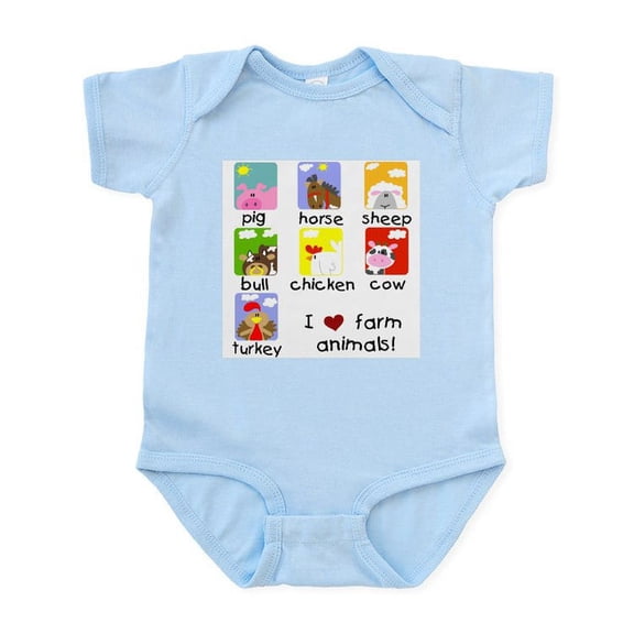 CafePress - I Love Farm Animals Infant Bodysuit - Baby Light Bodysuit, Size Newborn - 24 Months