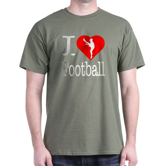 CafePress - I Love Football Dark T Shirt - Men's Classic Graphic Cotton T-Shirt