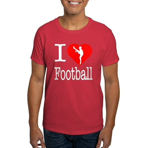 CafePress - I Love Football Dark T Shirt - Men's Classic Graphic Cotton T-Shirt