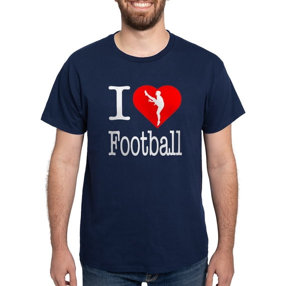 CafePress - I Love Football Dark T Shirt - Men's Classic Graphic Cotton T-Shirt