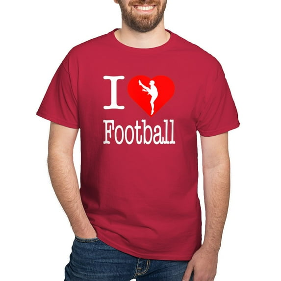 CafePress - I Love Football Dark T Shirt - Men's Classic Graphic Cotton T-Shirt
