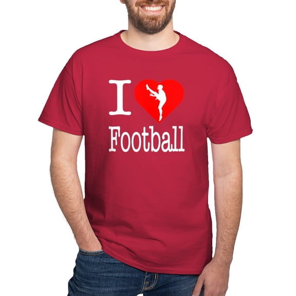 CafePress - I Love Football Dark T Shirt - Men's Classic Graphic Cotton T-Shirt