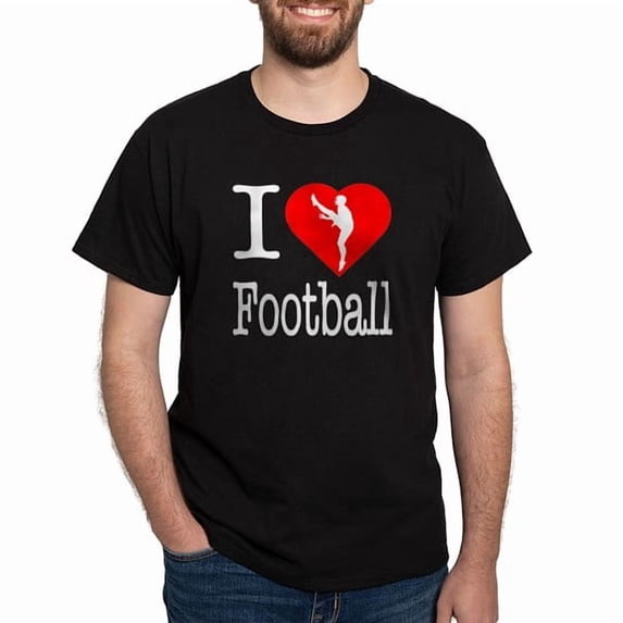 CafePress - I Love Football Dark T Shirt - Men's Classic Cotton T-Shirts
