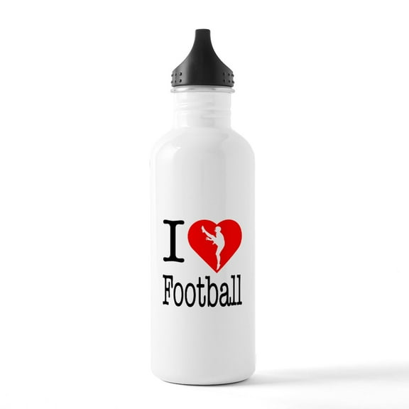 CafePress - I Love Football Stainless Water Bottle 1 - Stainless Steel Water Bottle, Sports Bottle, 1.0L