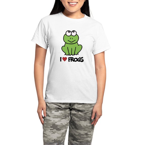 CafePress - I Love Frogs Women's Light Pajamas - Women's Short Sleeve Print T-Shirt and Pants Light Cotton Pajama Set