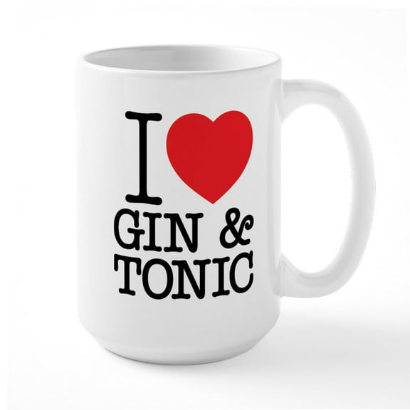 CafePress - I Love Gin And Tonic Mugs - 15 oz Ceramic Large White Novelty Mug