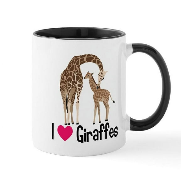 CafePress - I Love Giraffes - 11 oz Ceramic Mug - Novelty Coffee Tea Cup