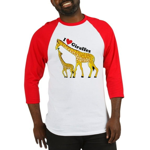 CafePress - I Love Giraffes Baseball Jersey - Cotton Baseball Jersey, 3/4 Raglan Sleeve Shirt