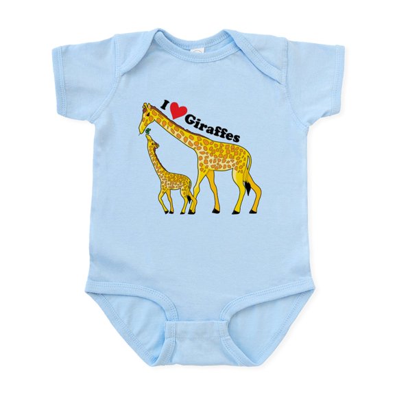 CafePress - I Love Giraffes Infant Bodysuit - Baby Light Bodysuit, Size Newborn - 24 Months