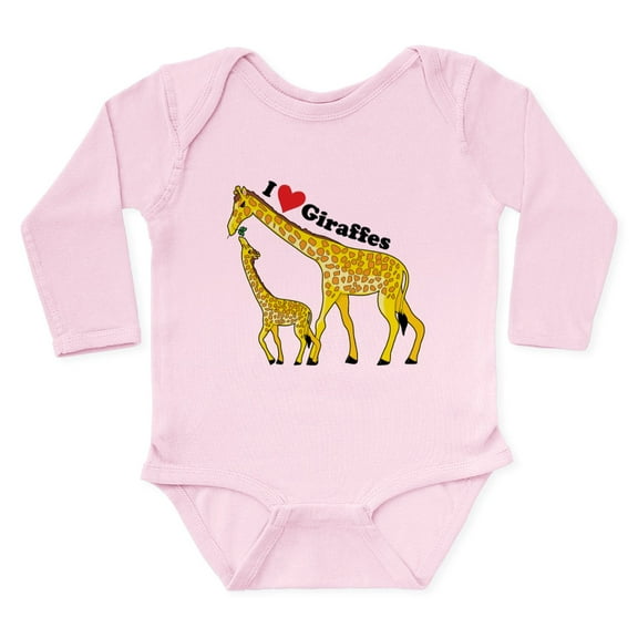 CafePress - I Love Giraffes Long Sleeve Infant Bodysuit - Long Sleeve Cotton Baby Bodysuit