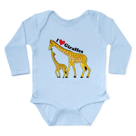CafePress - I Love Giraffes Long Sleeve Infant Bodysuit - Long Sleeve Cotton Baby Bodysuit