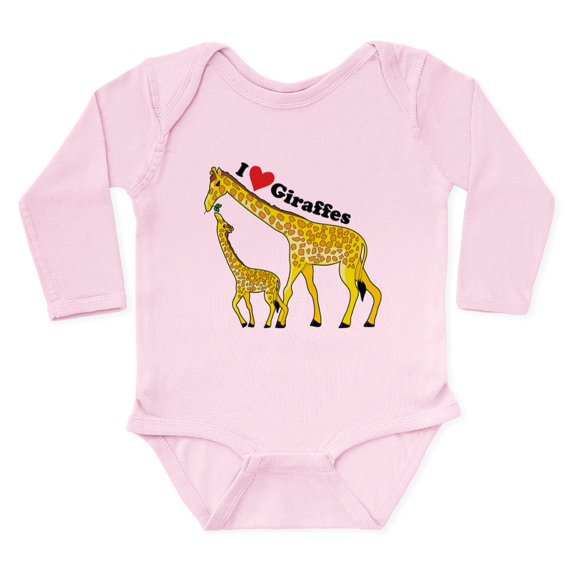 CafePress - I Love Giraffes Long Sleeve Infant Bodysuit - Long Sleeve Cotton Baby Bodysuit