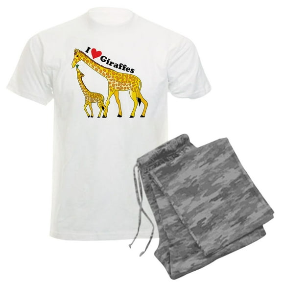 CafePress - I Love Giraffes Men's Light Pajamas - Men's Light Loose Fit Cotton Pajama Set