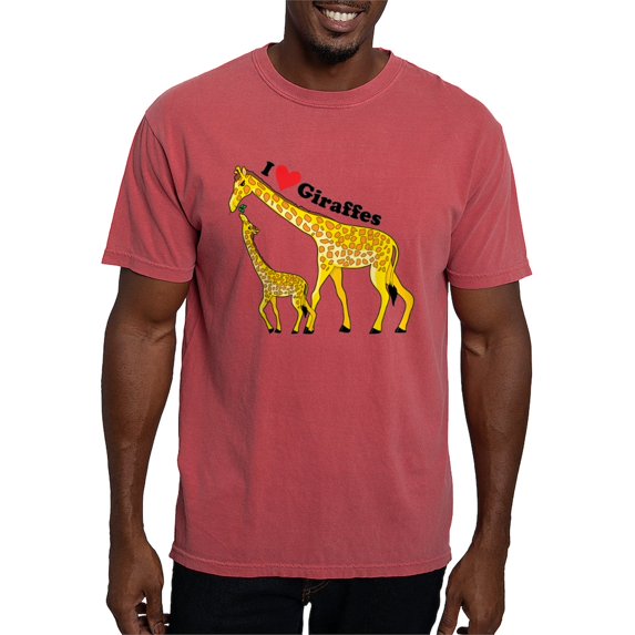 CafePress - I Love Giraffes T Shirt - Mens Comfort Colors Shirt