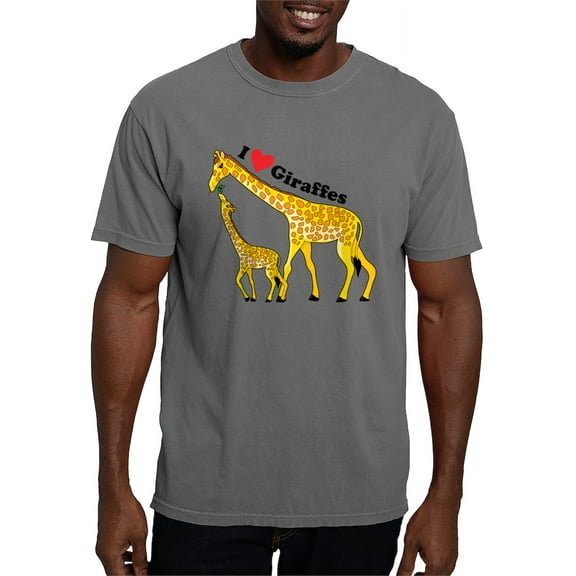CafePress - I Love Giraffes T Shirt - Mens Comfort Colors Shirt