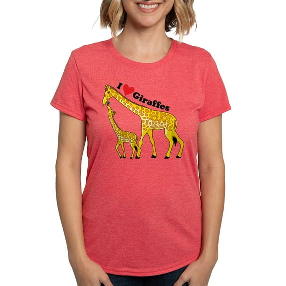 CafePress - I Love Giraffes T Shirt - Womens Tri-blend T-Shirt