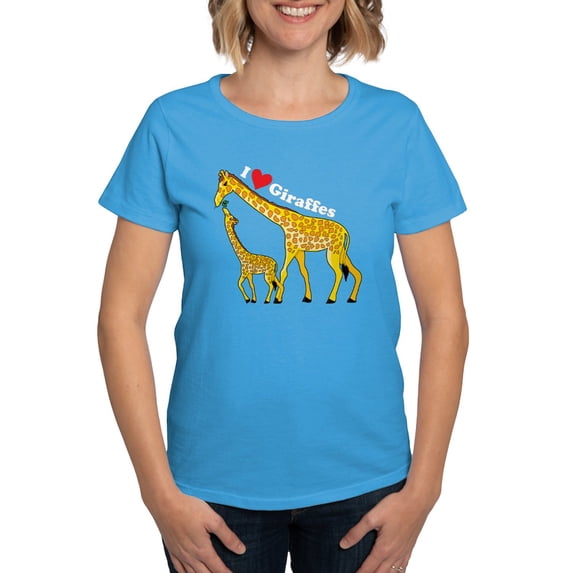 CafePress - I Love Giraffes Women's Dark T Shirt - Women's Traditional Fit Dark T-Shirt