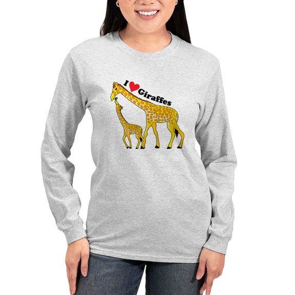 CafePress - I Love Giraffes Women's Long Sleeve T Shirt - Women's Long Sleeve Graphic Casual T-Shirt