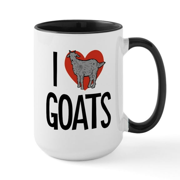 CafePress - I Love Goats - 15 oz Ceramic Large White Novelty Mug