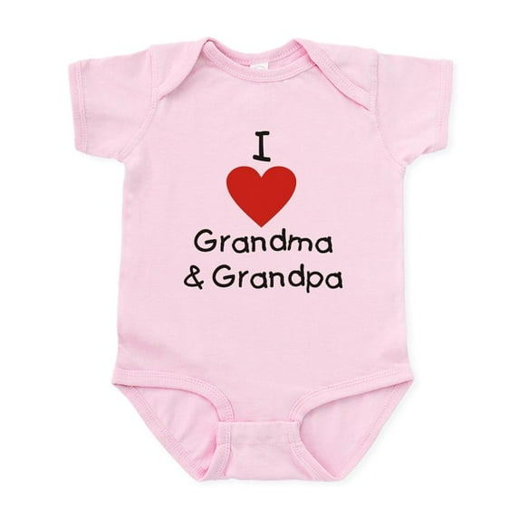 CafePress - I Love Grandma & Grandpa Infant Bodysuit - Baby Light Bodysuit, Size Newborn - 24 Months