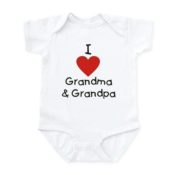 CafePress - I Love Grandma & Grandpa Infant Bodysuit - Baby Light Bodysuit, Size Newborn - 24 Months