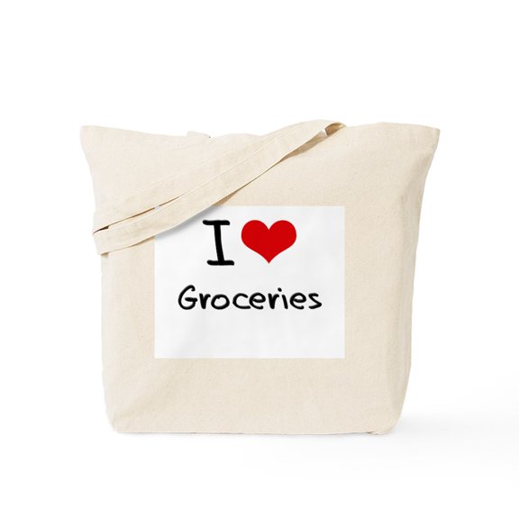 CafePress - I Love Groceries Tote Bag - Unisex Canvas Tote Bag, Beige, 1-Piece