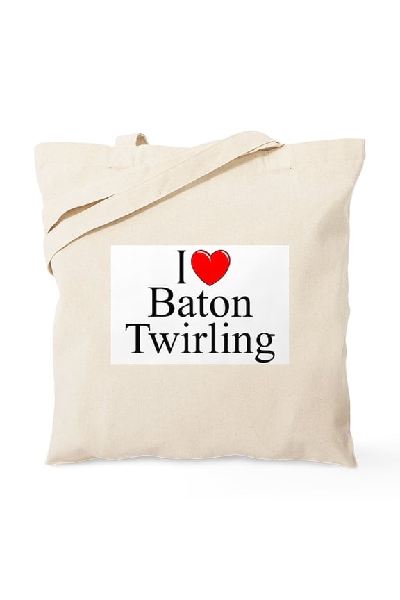 - I Love (Heart) Baton Twirling Tote Bag - Unisex Canvas Tote Bag, Beige, 1-Piece