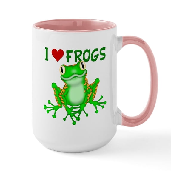 CafePress - I Love (Heart) Frogs Ceramic Mug - 15 oz Ceramic Large White Novelty Mug