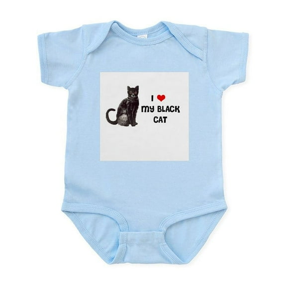 CafePress - I Love Heart My Black Cat Infant Bodysuit - Baby Light Bodysuit, Size Newborn - 24 Months
