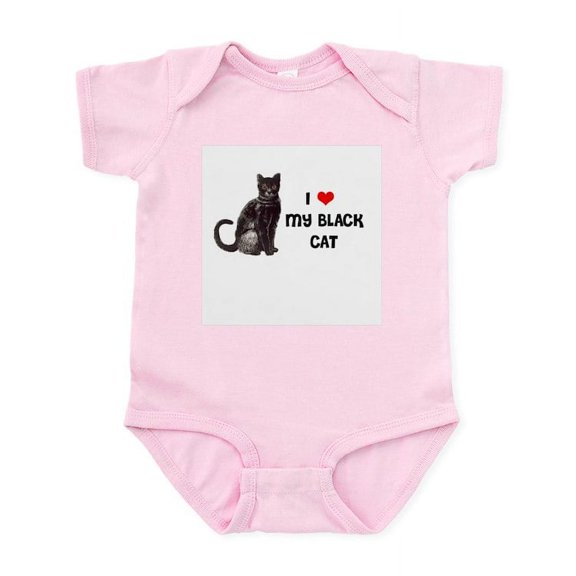 CafePress - I Love Heart My Black Cat Infant Bodysuit - Baby Light Bodysuit, Size Newborn - 24 Months