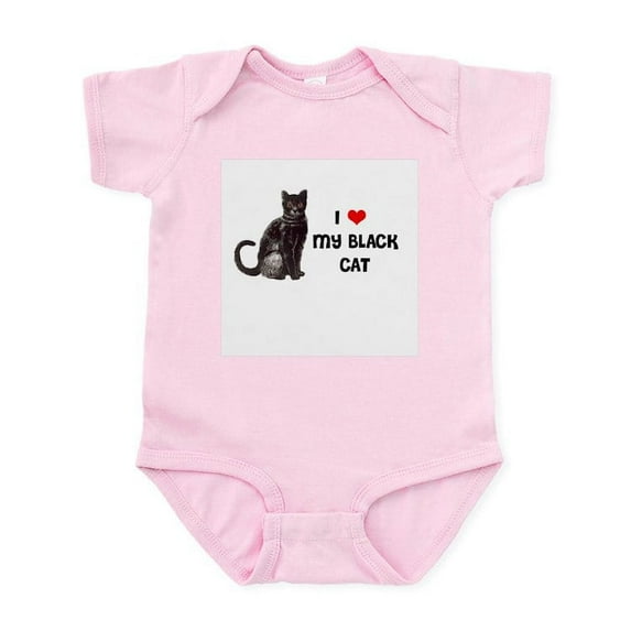 CafePress - I Love Heart My Black Cat Infant Bodysuit - Baby Light Bodysuit, Size Newborn - 24 Months