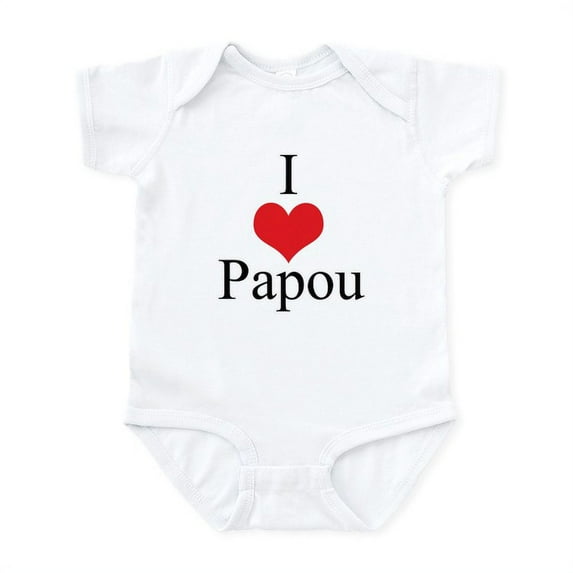 CafePress - I Love (Heart) Papou Infant Bodysuit - Baby Light Bodysuit, Size Newborn - 24 Months