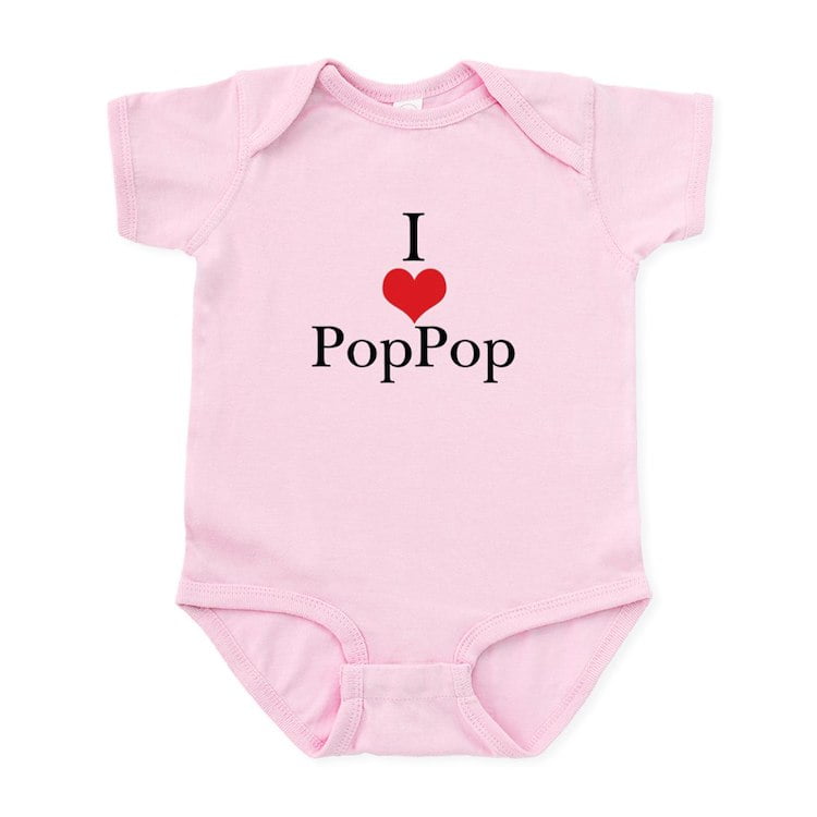 CafePress - I Love (Heart) Poppop Baby Onesie - Baby Light Bodysuit, Size Newborn - 24 Months