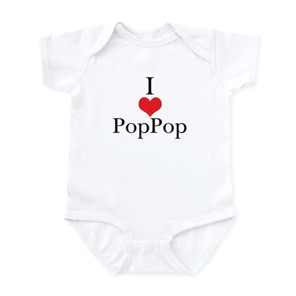 CafePress - I Love (Heart) Poppop Baby Onesie - Baby Light Bodysuit, Size Newborn - 24 Months