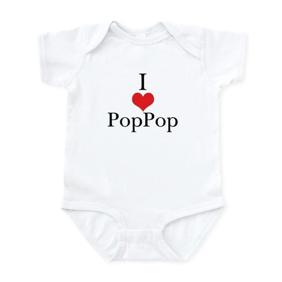 CafePress - I Love (Heart) Poppop Baby Onesie - Baby Light Bodysuit, Size Newborn - 24 Months