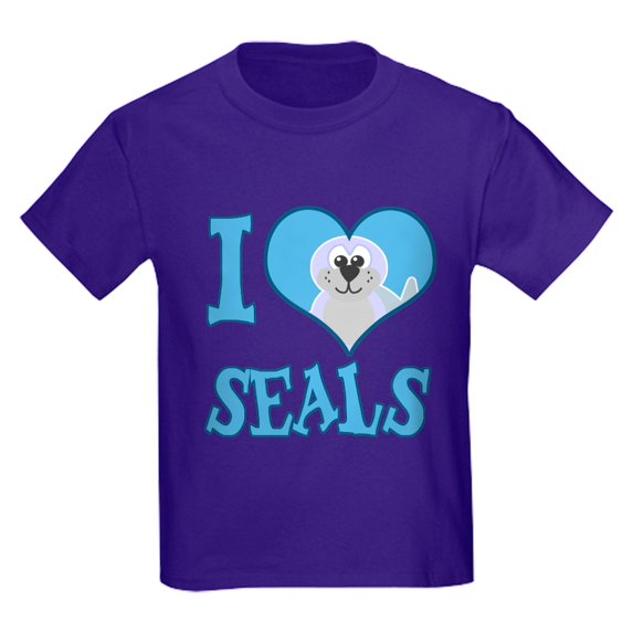 CafePress - I Love (Heart) Seals Kids Dark T Shirt - Dark T-Shirt Kids XS-XL