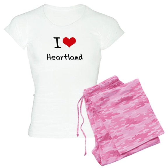 CafePress - I Love Heartland Pajamas - Women's Short Sleeve Print T-Shirt and Pants Light Cotton Pajama Set