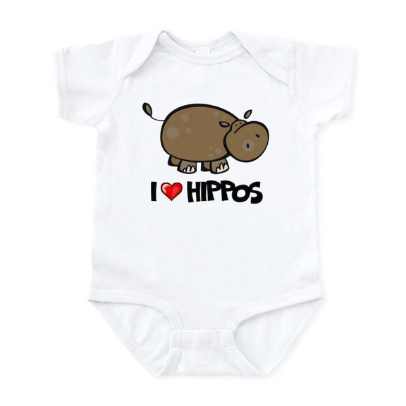 CafePress - I Love Hippo Infant Bodysuit - Baby Light Bodysuit, Size Newborn - 24 Months