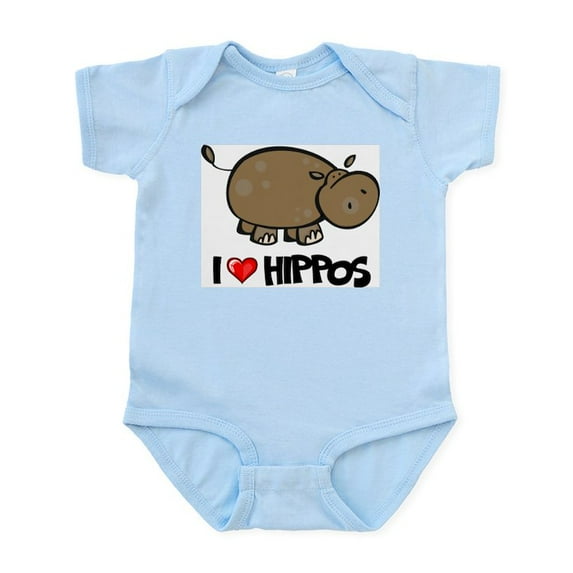 CafePress - I Love Hippo Infant Bodysuit - Baby Light Bodysuit, Size Newborn - 24 Months