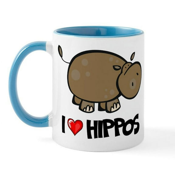 CafePress - I Love Hippo Mug - 11 oz Ceramic Mug - Novelty Coffee Tea Cup