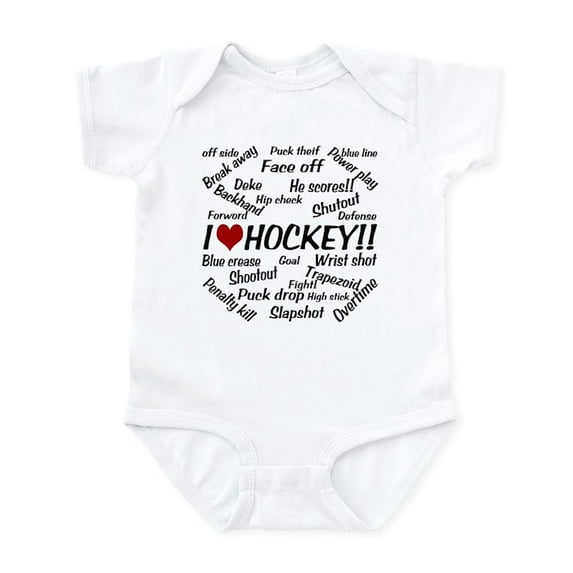 CafePress - I Love Hockey Infant Bodysuit - Baby Light Bodysuit, Size Newborn - 24 Months