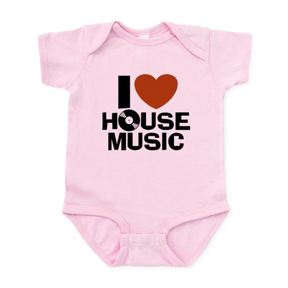 CafePress - I Love House Music Infant Bodysuit - Baby Light Bodysuit, Size Newborn - 24 Months