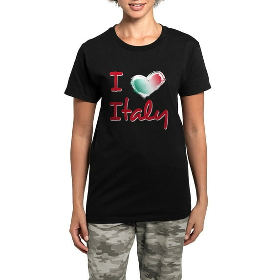 CafePress - I Love Italy Women's Dark Pajamas - Women's Short Sleeve Print T-Shirt and Pants Dark Cotton Pajama Set