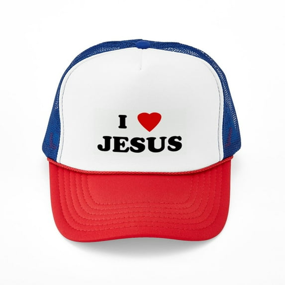 CafePress - I Love JESUS - Adjustable Unisex Printed Trucker Hat with Mesh Back