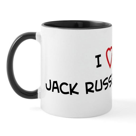 CafePress - I Love Jack Russell Terrier Mug - 11 oz Ceramic Mug - Novelty Coffee Tea Cup