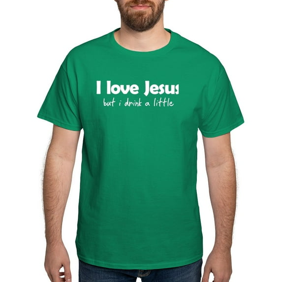 CafePress - I Love Jesus But I Drink A Little T Shirt - Men's Classic Graphic Cotton T-Shirt