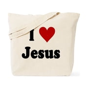 - I Love Jesus Tote Bag - Unisex Canvas Tote Bag, Beige, 1-Piece
