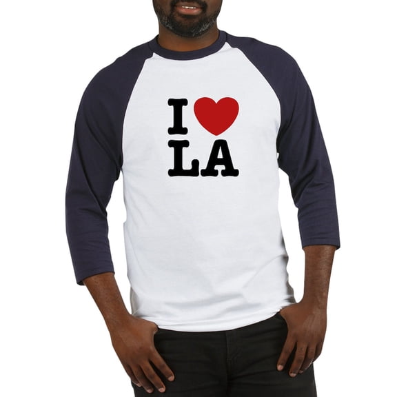 CafePress - I Love LA Baseball Jersey - Cotton Baseball Jersey, 3/4 Raglan Sleeve Shirt